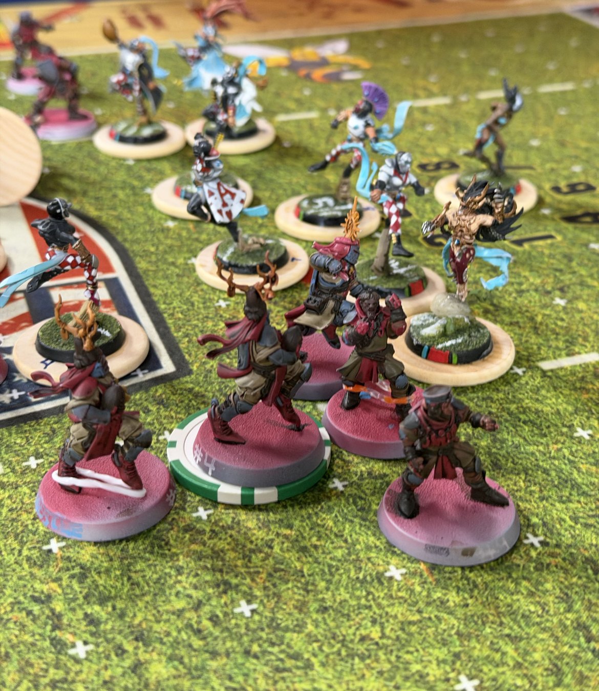 The Grenadiers' front line facing the full High Elf team across the pitch
