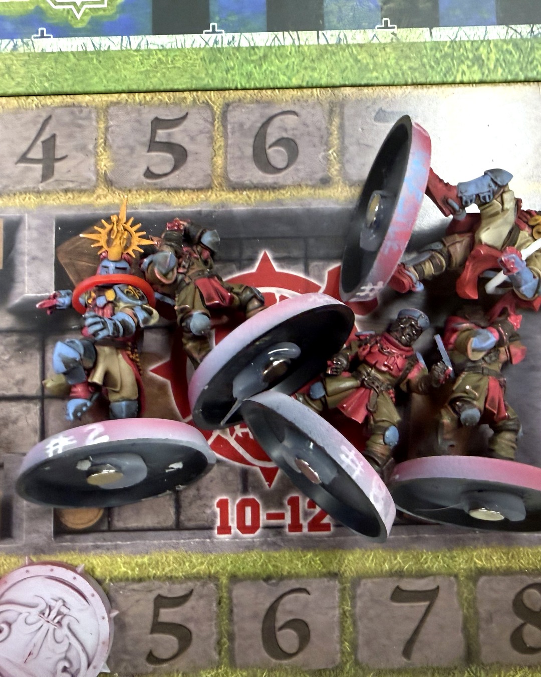 The Grenadiers' dugout with knights piled into the casualty box