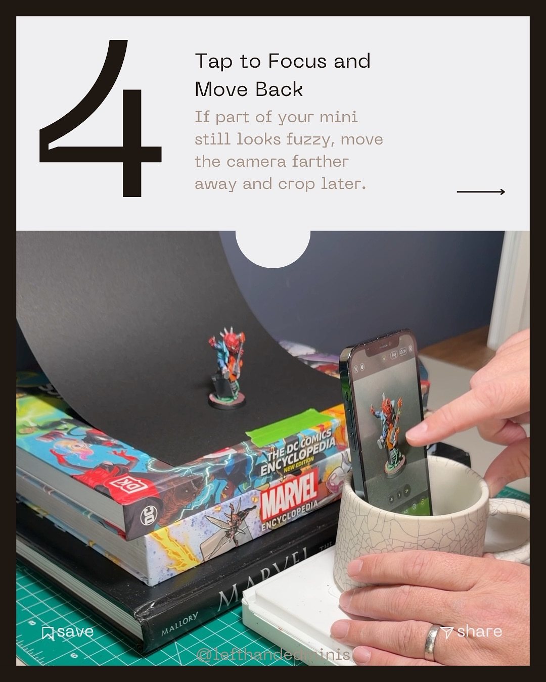 Tapping the phone screen to focus on the mini