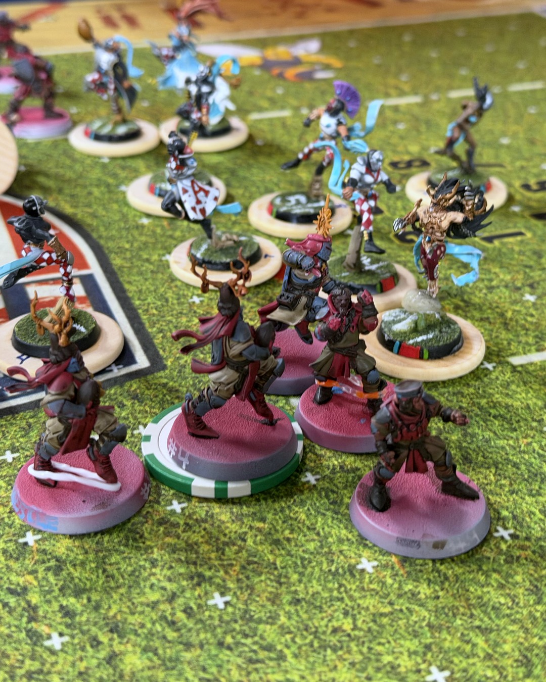 The Grenadiers' front line facing the full High Elf team across the pitch